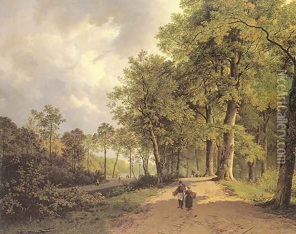 View of a Park 1835 Oil Painting - Barend Cornelis Koekkoek