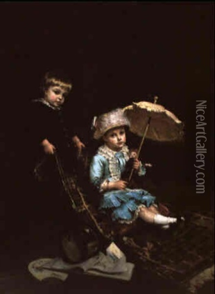 Enfants Jouant Oil Painting - Rudolf Ernst