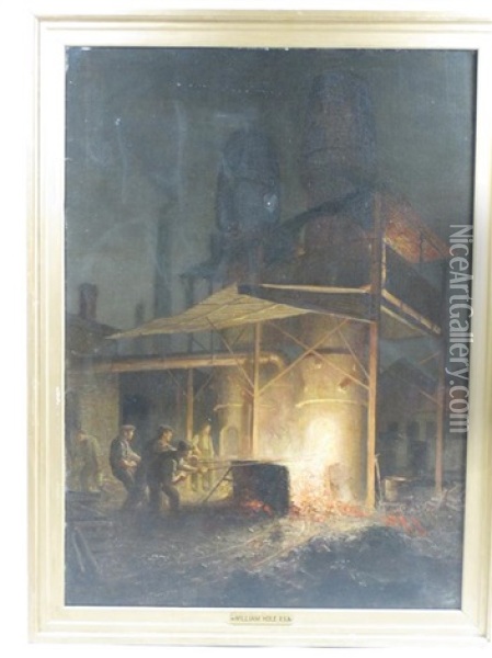 Lime-burning Oil Painting - William Brassey Hole