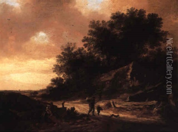 Landscape With A Country Road By A Cottage Oil Painting - Pieter De Molijn