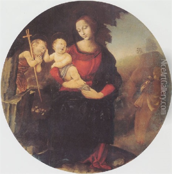 Madonna And Child With Saint John Oil Painting - Raffaelino del Garbo
