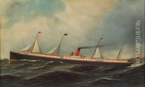 Portrait Of The Screw Steamer 
Mississippi. Oil Painting - Antonio Nicolo Gasparo Jacobsen