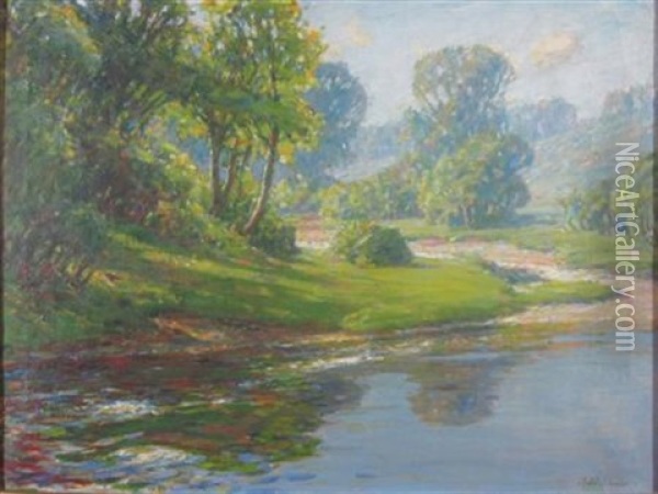 Summer River Landscape Oil Painting - John J. Inglis