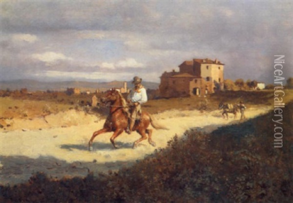 Reiter In Der Romischen Campagna Oil Painting - Franz Leo Ruben