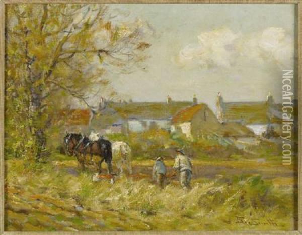 Spring Ploughing Oil Painting - George Smith