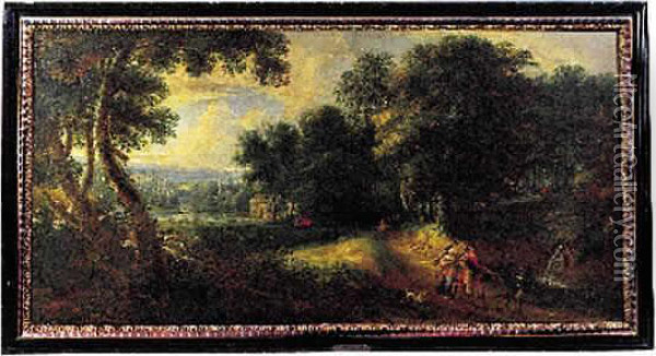 Paysage Panoramique Avec Diane Et Acteon Oil Painting - Goris De Coxie