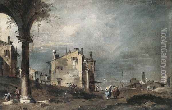 Capriccio with Venetian Motifs 1760s Oil Painting - Francesco Guardi