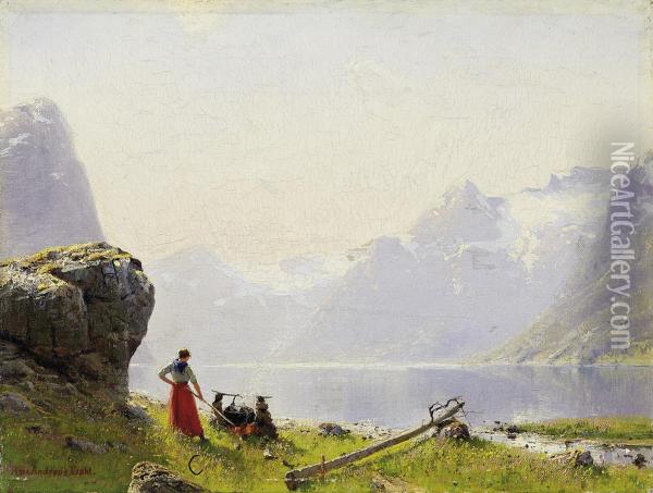 Sognefjord Oil Painting - Hans Dahl