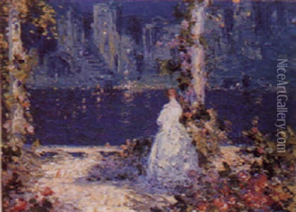 The Lights Across The Water Oil Painting - Thomas Edwin Mostyn