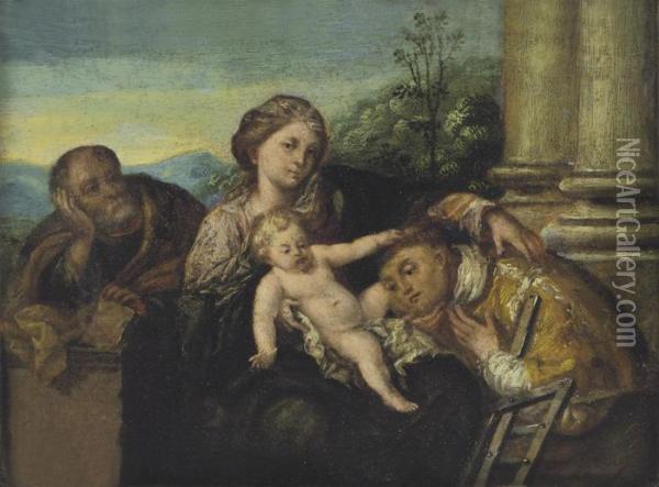 The Holy Family With Saint Laurence Oil Painting - Sebastiano Del Piombo