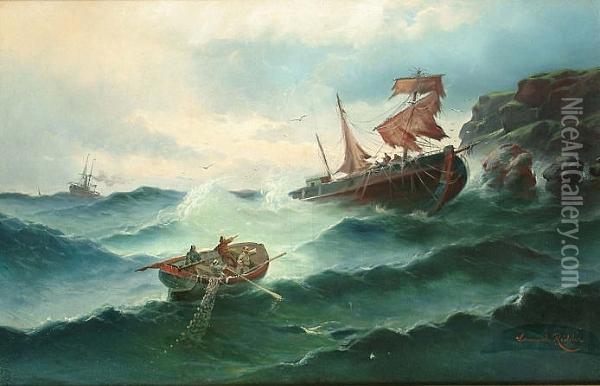The Rescue Oil Painting - Louis Henri de Rudder
