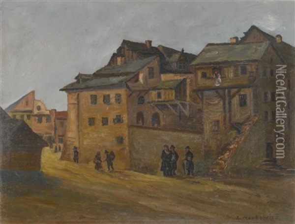 Cracow Jewish Quarter Oil Painting - Artur Markowicz