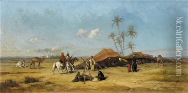 Beduinen Bei Einer Oase Oil Painting - Etienne Billet