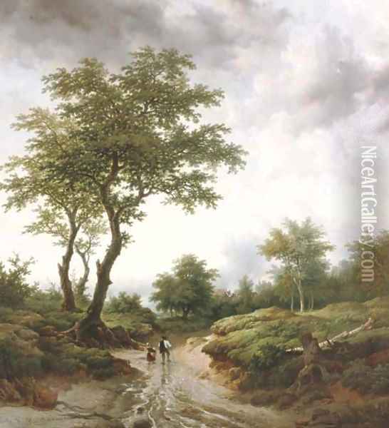On the way to the village Oil Painting - Remigius Adriannus van Haanen