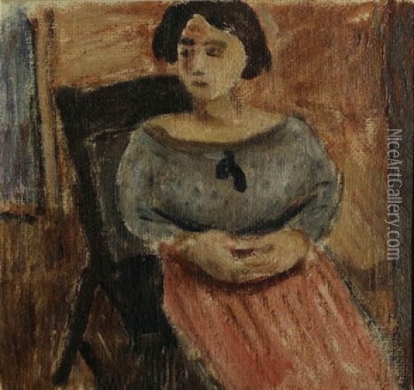 A Seated Woman Oil Painting - Wolf Kibel