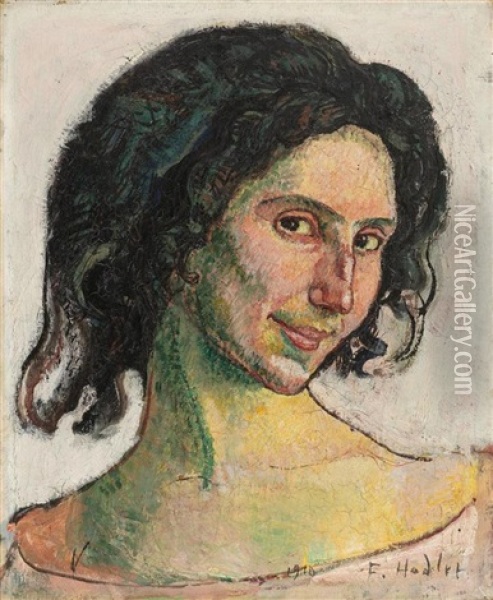 Frauenkopf. Italienerin (giulia Leonardi) Oil Painting - Ferdinand Hodler
