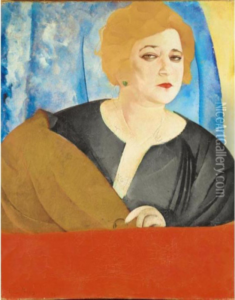 Portrait Of The Singer Anna Sergeevna Sergeeva Oil Painting - Boris Dimitrevich Grigoriev