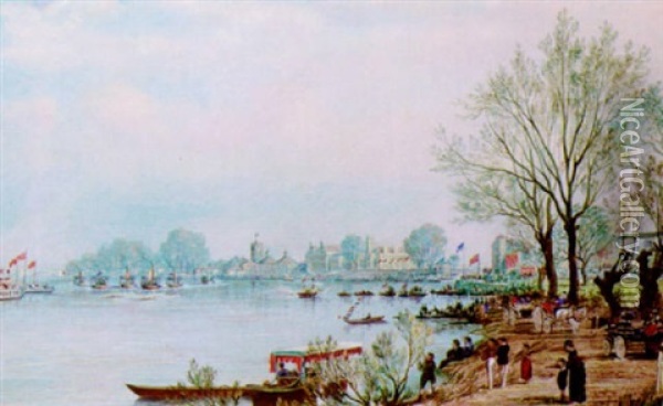The Finish Of The Boat Race At Montlake Oil Painting - James Pollard