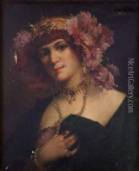Portrait De Sarah Bernhard Oil Painting - Auguste Antoine Thivet