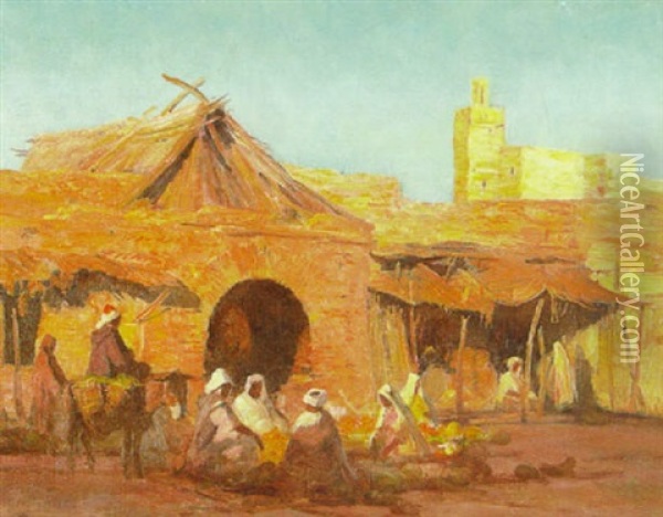 Market - Marakesh, Morocco Oil Painting - Gordon Coutts
