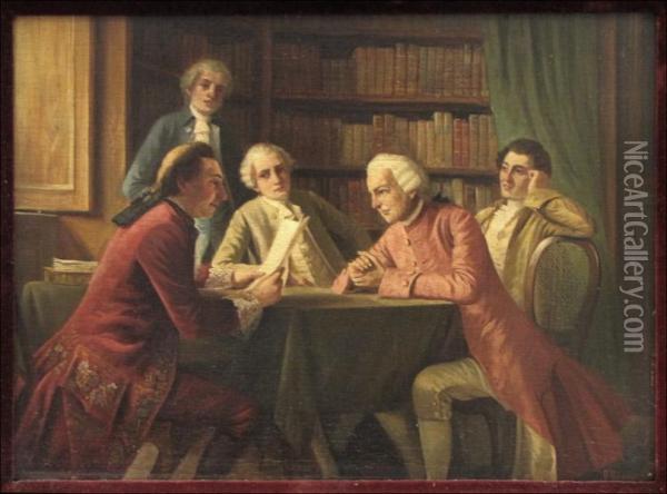 The Conference Oil Painting - August Knoop