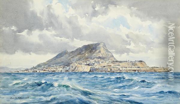 View Of Gibraltar Oil Painting - Frederick R. Fitzgerald