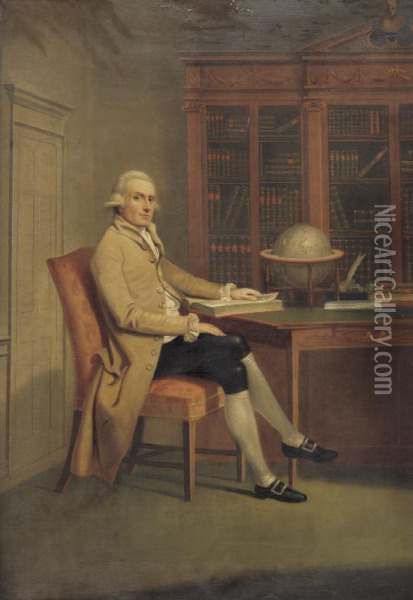 Property From The Estate Of Dorothy Dillon Eweson
 

 
 
 

 
 Portrait Of A Gentleman In A Library Oil Painting - David Allan