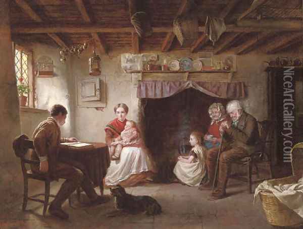 Sabbath evening in a shepherd's cottage Oil Painting - Sydney S. Morrish