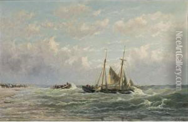 Shipping Near The Coast Oil Painting - Hendrik Hulk