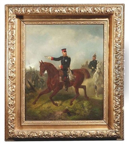 Friedrich Iii. Von Preussen In Uniform Zu Pferd Oil Painting - Ludwig Behringer