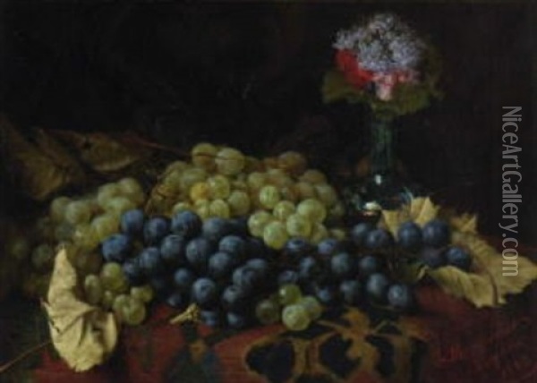 Stillleben Mit Weintrauben Oil Painting - Luigi Monteverde
