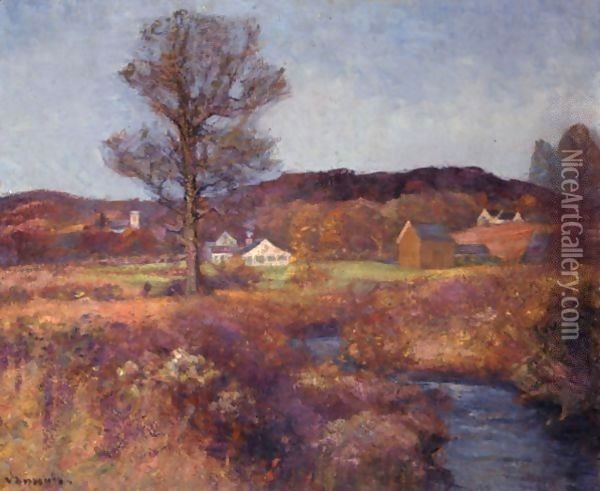 A New England Valley Oil Painting - Robert William Vonnoh