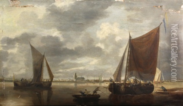 Boats Off The Dutch Coast Oil Painting - Bonaventura Peeters the Elder