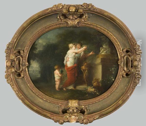 Ein Junges Paar Huldigt Den Liebesgott Am Altar Der Liebe Oil Painting - Angelica Kauffmann