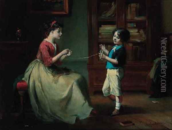 The little helper Oil Painting - Francois Louis Lanfant de Metz