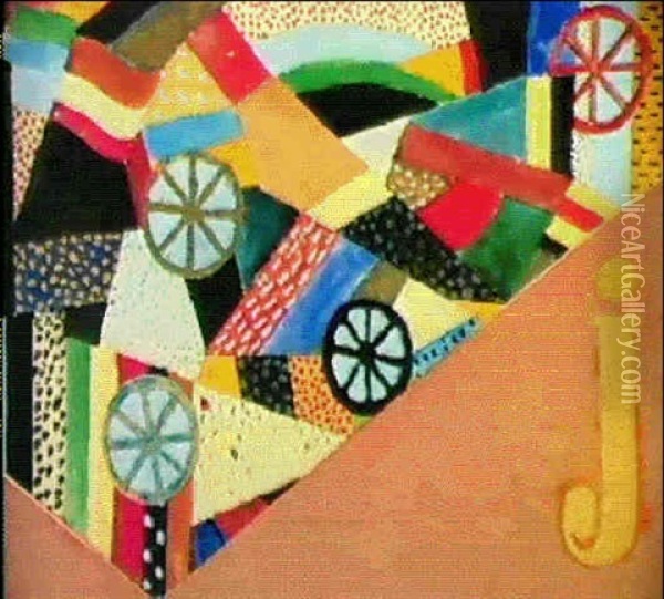 Buchstabe J Oil Painting - Laszlo Moholy-Nagy