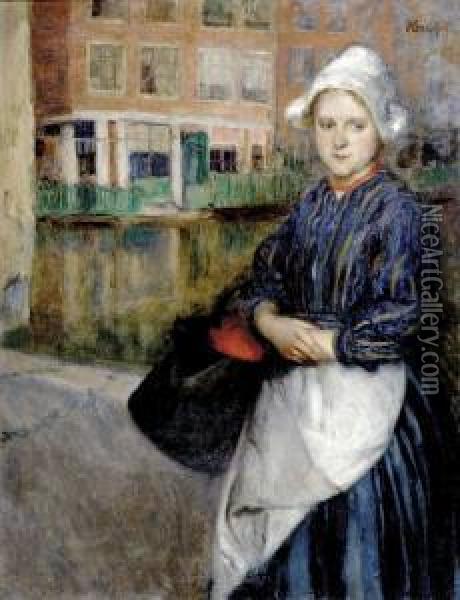 Dutch Woman With Kettle Oil Painting - Otto John Herschel