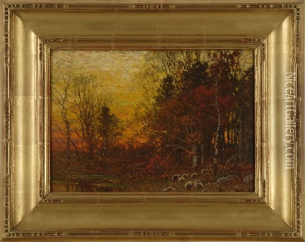 Brilliant Sunset Through The Trees Oil Painting - John Joseph Enneking