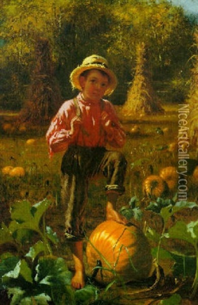 That's Me Pumpkins Oil Painting - John George Brown