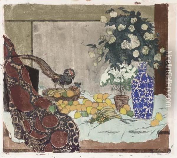Stilleben Mit Obst, Blumen, Und Einem Fasan Oil Painting - Emil Orlik