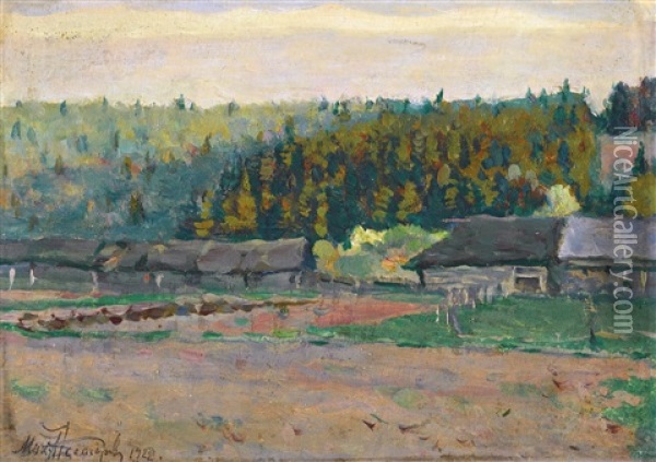 Cottages By A Wood Oil Painting - Mikhail Vasilievich Nesterov