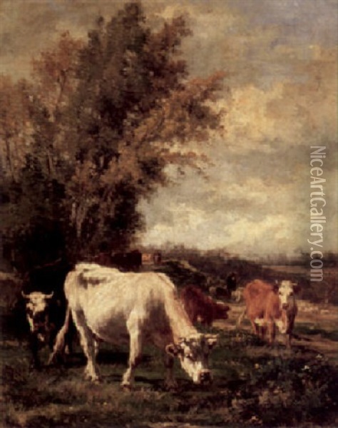 Kuhe Auf Der Weide Oil Painting - Marie Dieterle