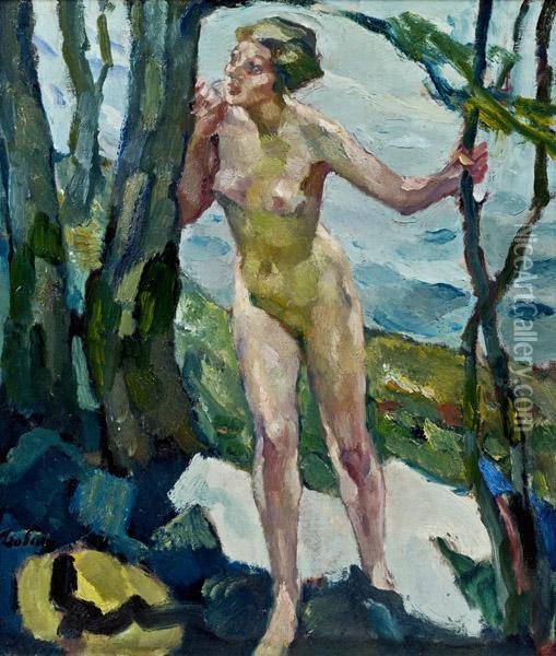 Weiblicher Akt Mit Baumen Oil Painting - Leo Putz