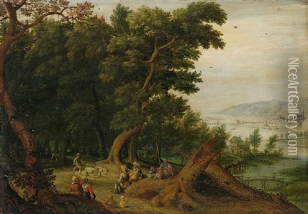 Bewaldete Landschaft Mit Figurenstaffage Oil Painting - Mattheus Molanus