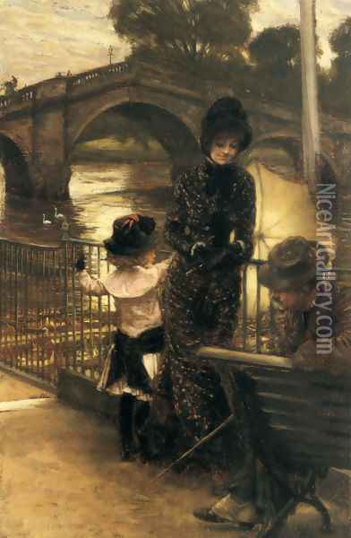 By The Thames At Richmond Oil Painting - James Jacques Joseph Tissot