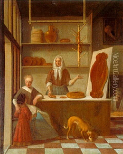 A Baker's Shop Oil Painting - Job Adriaensz Berckheyde