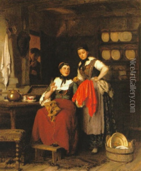 Brollopsgavan Oil Painting - Axel Gustav Hertzberg