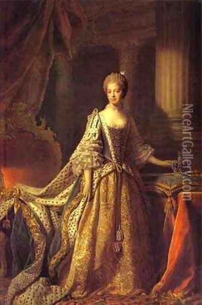 Portrait Of Queen Charlotte 1761-62 Oil Painting - Allan Ramsay