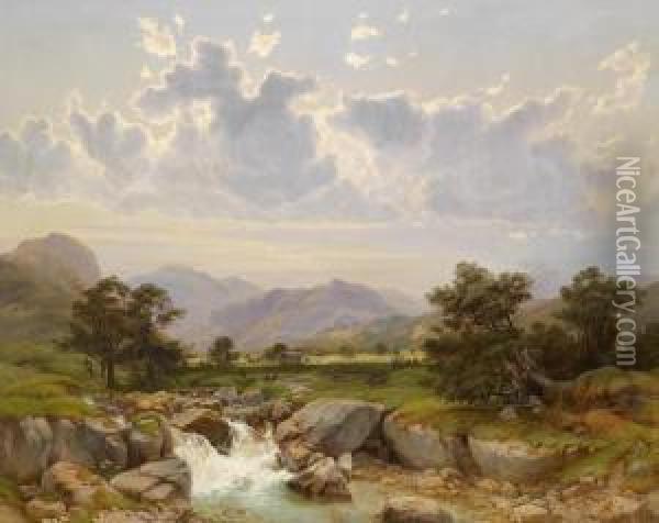 Landscape Near Abtenau Oil Painting - Karl Julius Rose