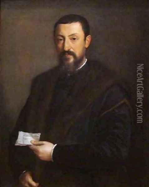 Portrait of a Friend of Titian Oil Painting - Tiziano Vecellio (Titian)